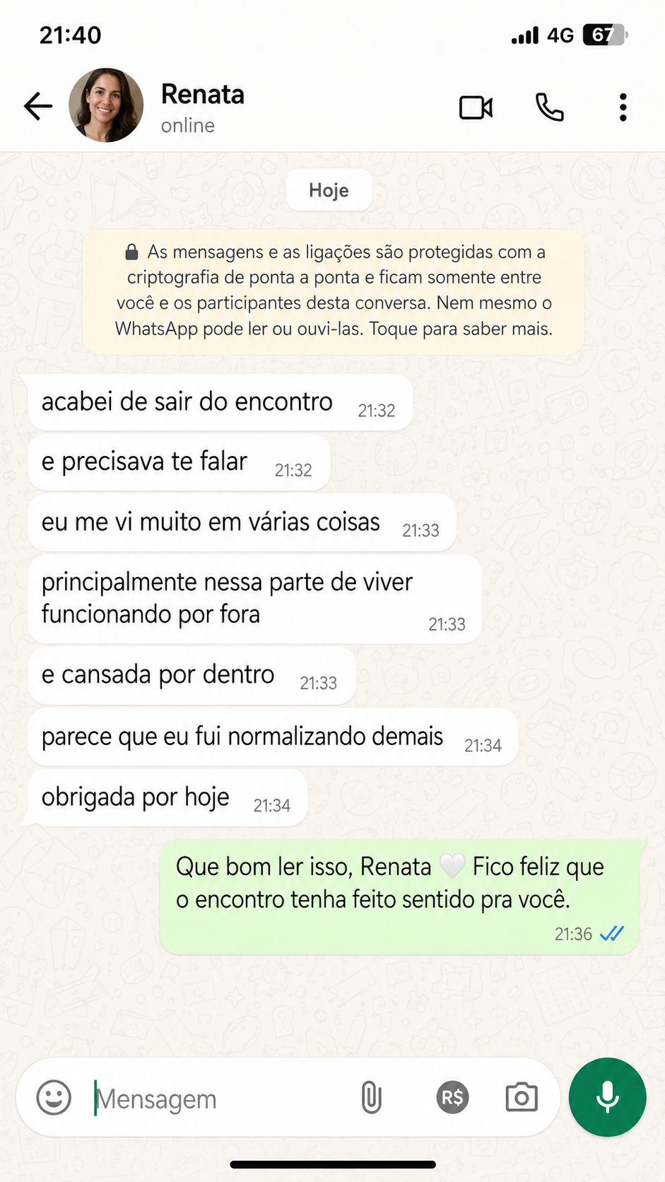 Print de depoimento de participante