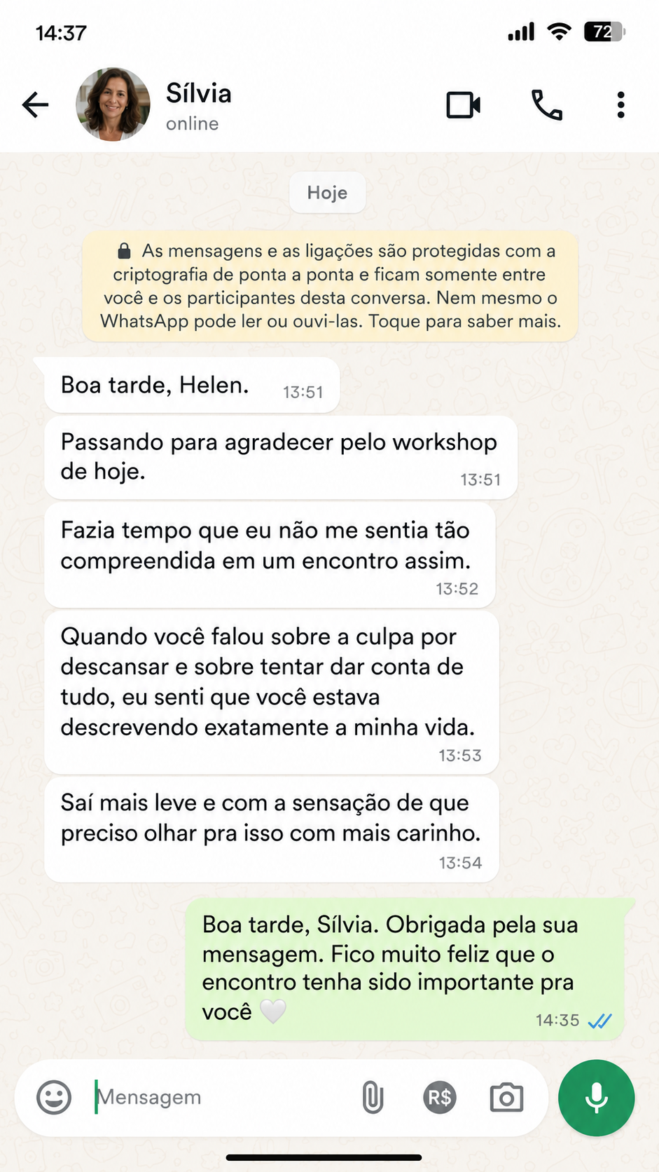 Print de depoimento de participante