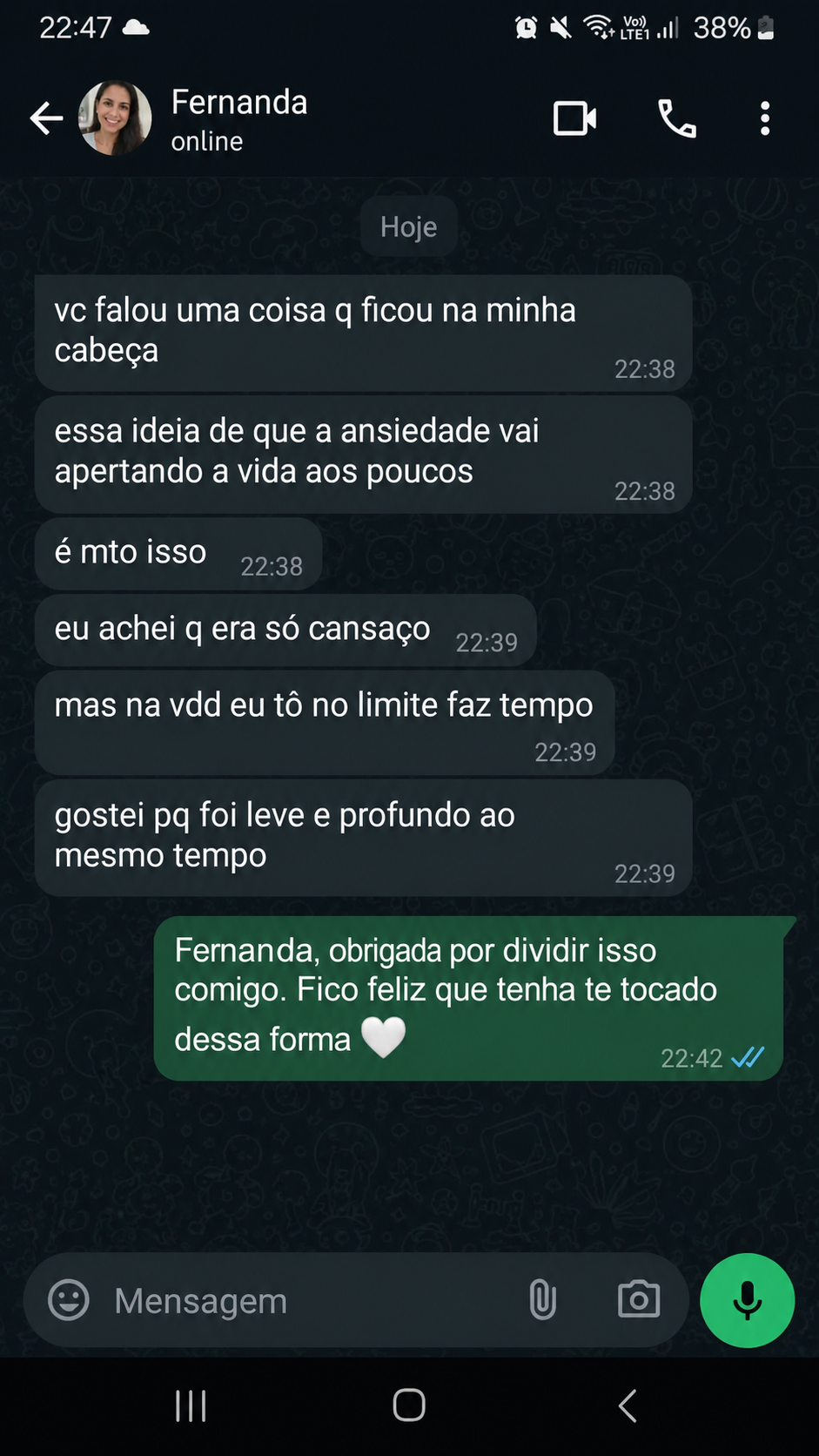 Print de depoimento de participante