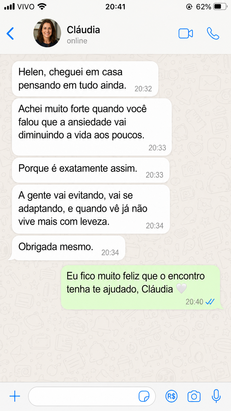 Print de depoimento de participante