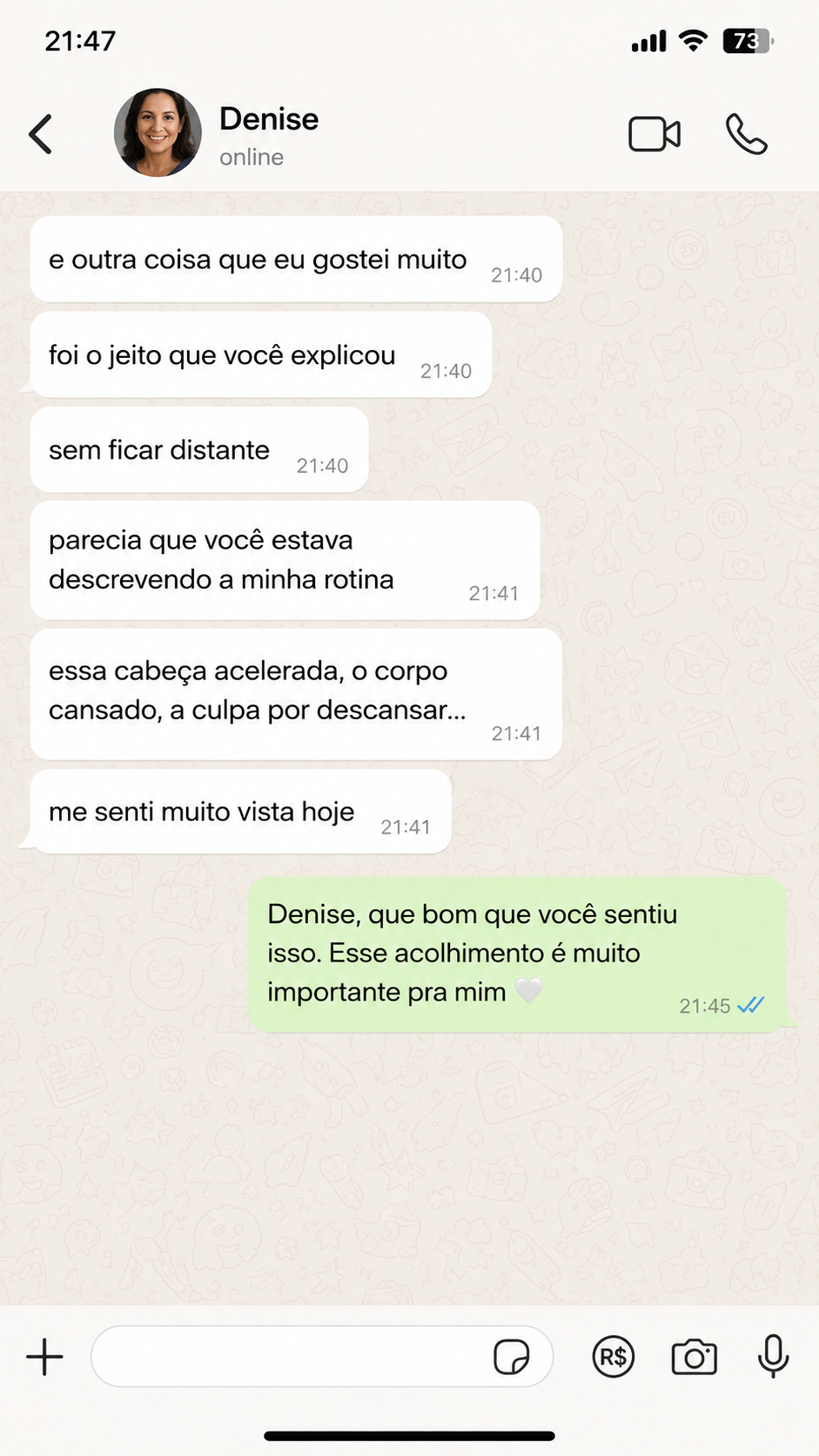 Print de depoimento de participante
